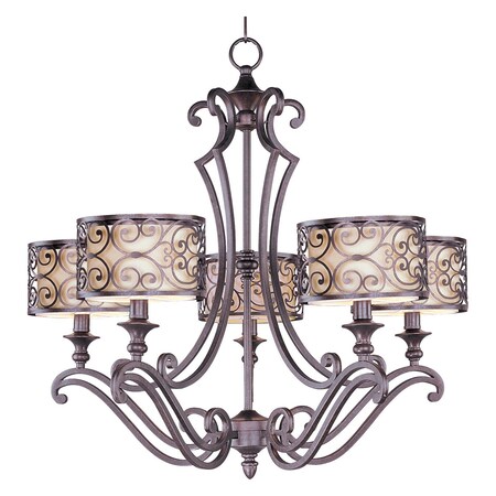 Maxim Five Light Umber Bronze Drum Shade Chandelier 21155WHUB